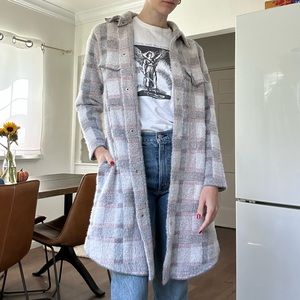 Anthropologie Eliza Pilcro Eyelash Plaid Sweater Shacket